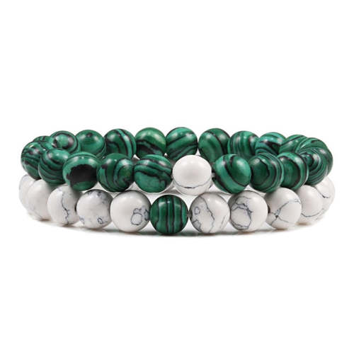 Malachite and White Bracelet Set