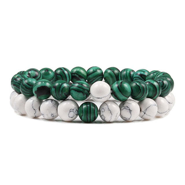 Malachite and White Bracelet Set