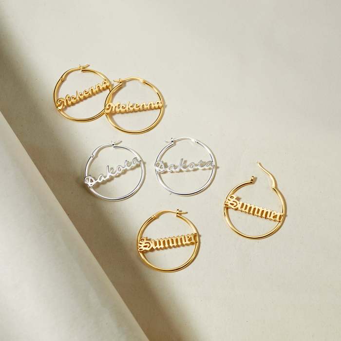 Custom Small Hoop Earrings With Name