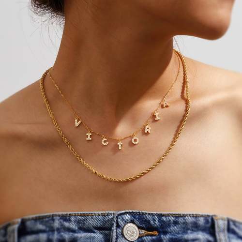 Custom Pave Initials Name Necklace