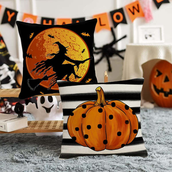 Halloween Theme Linen Cushion Covers