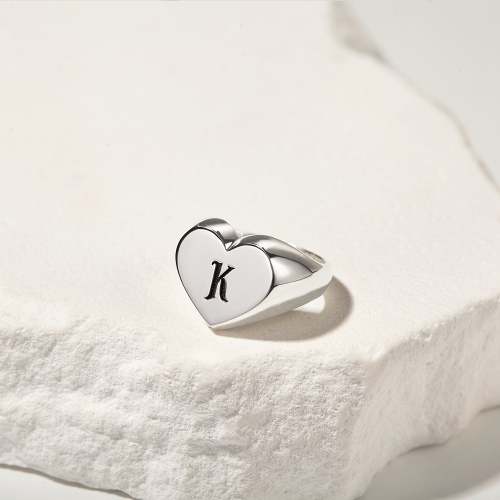 Custom Initial Heart Signet Ring