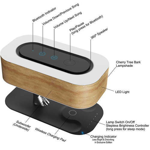 Modern Tree Wireless Charger & Speaker Table Lamp