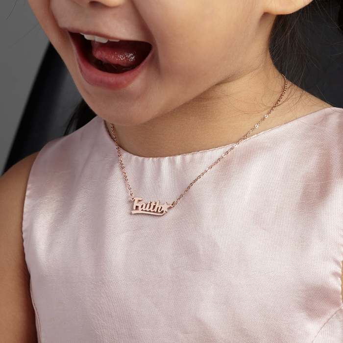 Kid Name Necklace With Charm