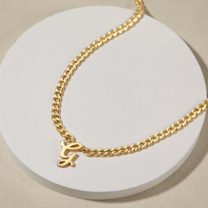 Custom Initial Necklace - Curb Chain