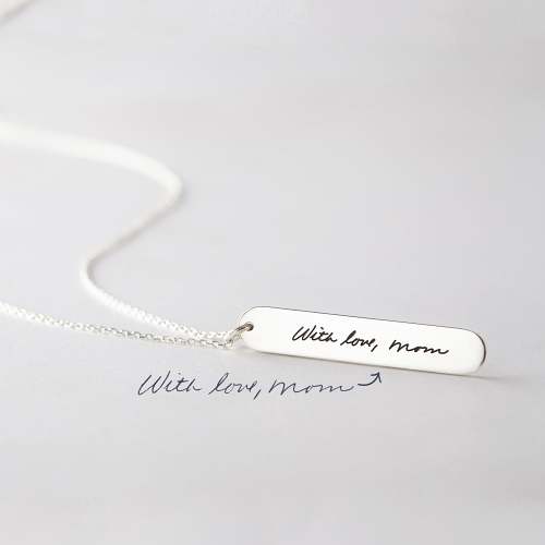 Classic Vertical Bar Handwriting Necklace