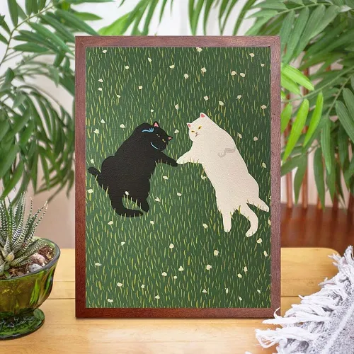 Cats on Grass Wall Art