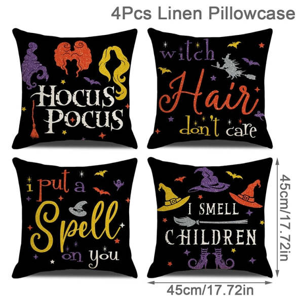 Halloween Theme Linen Cushion Covers