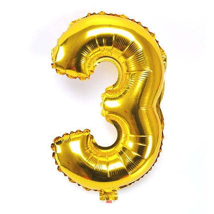 Number Foil Balloons 16 inches Gold Silver and Rose Gold