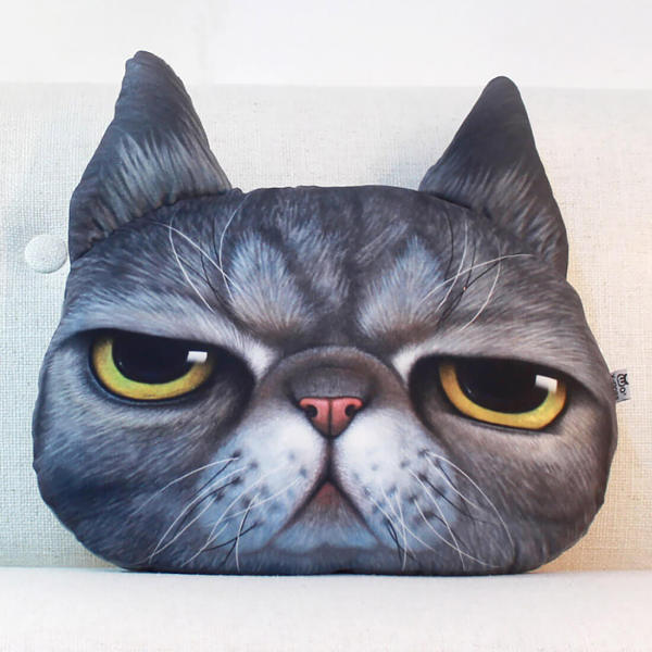Realistic Cat Face Pillow