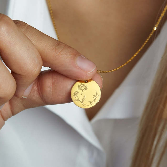 Birth Month Flower Necklace For Mom - Disc