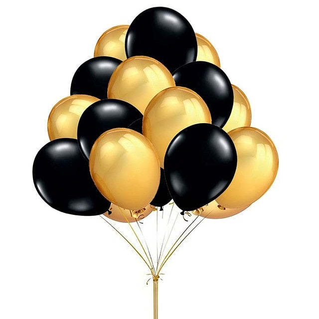Black and Gold Balloons Decorations 30 Pcs/Set