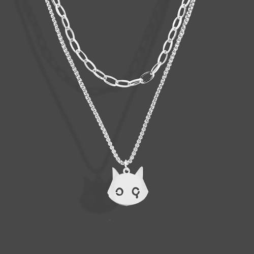 Devil Cat Necklace (2 layered chains)