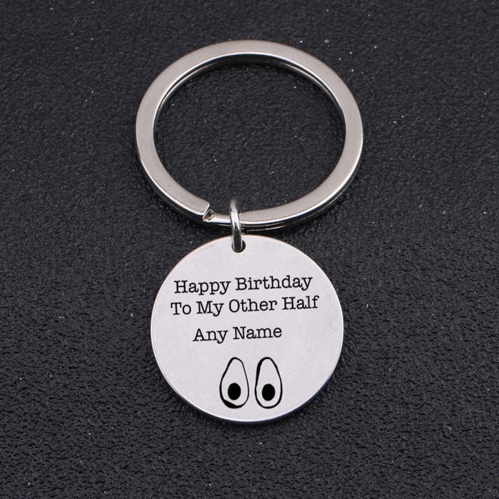 HAPPY BIRTHDAY TO MY OTHER HALF Engraved Key Chain for Couples