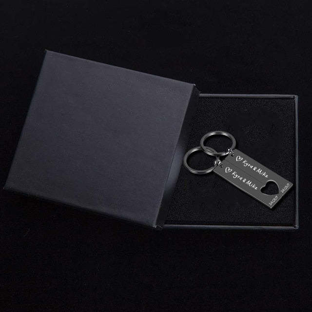 Name Keychain For Couples With Gift Box