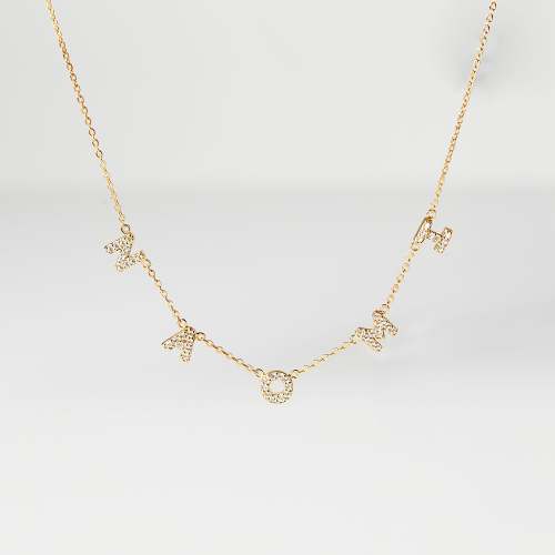 CZ Spaced Letters Necklace
