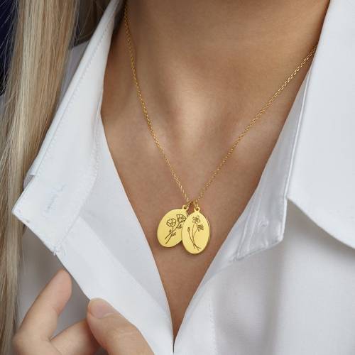 Birth Month Flower Necklace For Mom - Oval