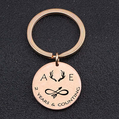 INITIAL ANNIVERSARY Engraved Key Chain for Couples