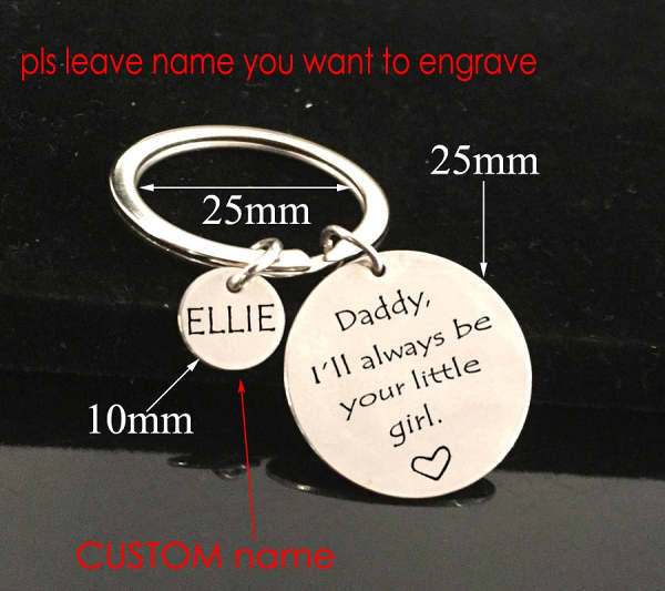Custom Name Engraved Keychains For Dad From Daughter