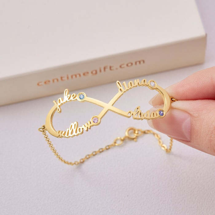 Custom Infinity Name Bracelet With Birthstone