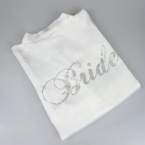 Royal Purple Satin Bride & Bridesmaid Bridal Party Robes with Rhinestone Writing