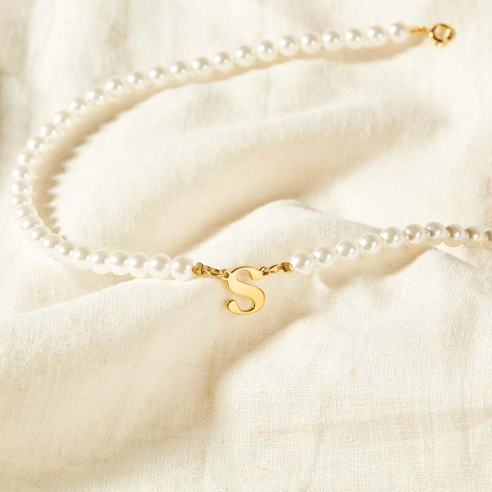 Custom Initial Pearl Necklace