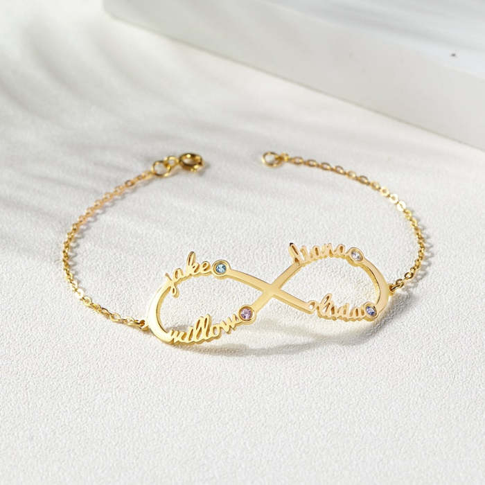 Custom Infinity Name Bracelet With Birthstone