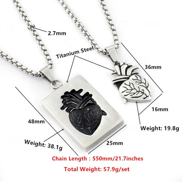 Heart Pendant Couple Necklace Set