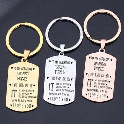 Fiance & Fiancee Engraved Couple Keychain