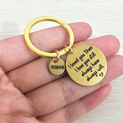 I LOVE YOU ALWAYS Engraved Key Chain for Couples