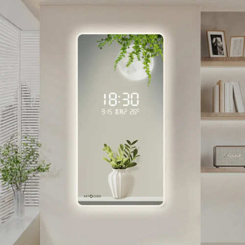 Green Plant Digital Plug-in Electronic Wall Clock