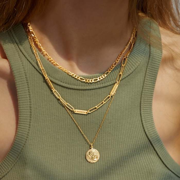 Mom Necklace With Kids Names Paperclip Chain
