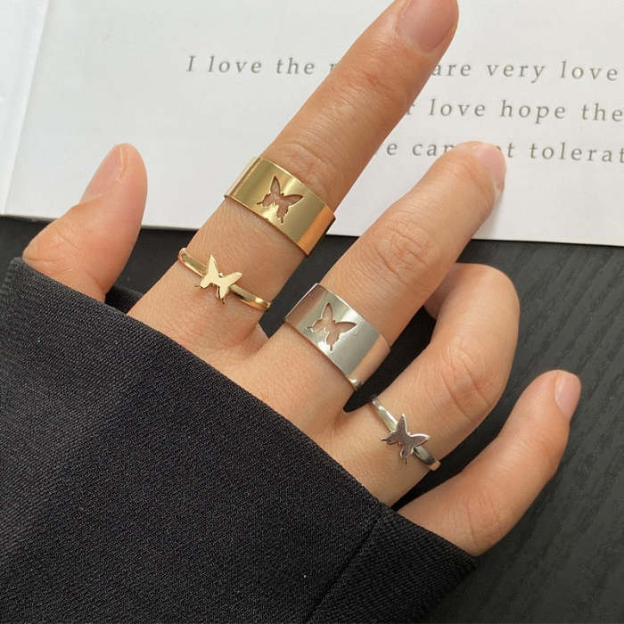 Adjustable Butterfly Ring For Couple