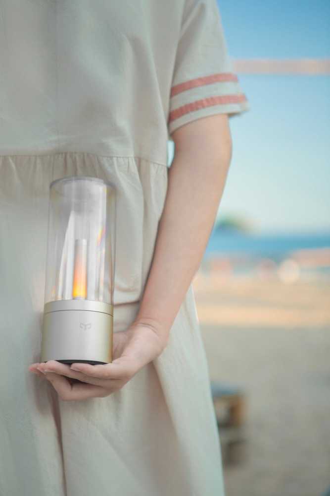 Yellow Nightstand Rechargeable Candle Table Lamp