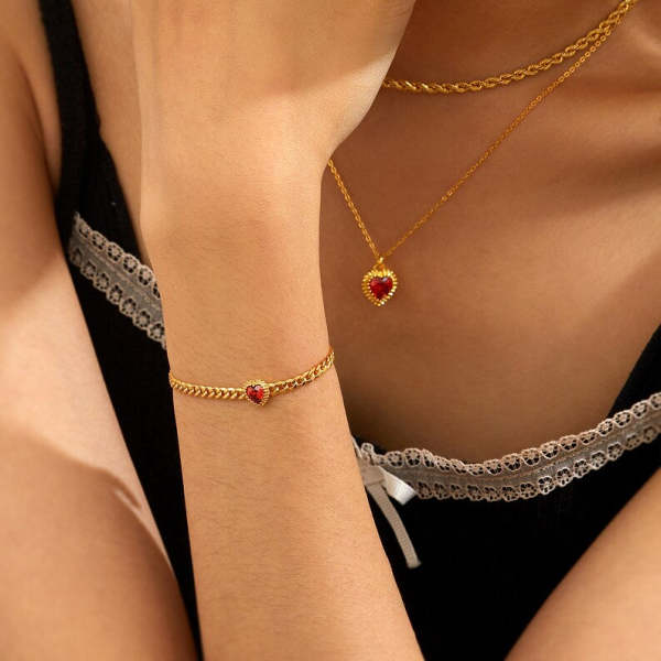 Custom Heart Birthstone Bracelet