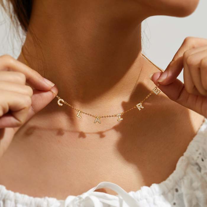 CZ Spaced Letters Necklace