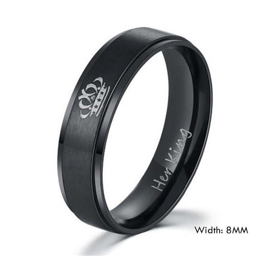 Black King and Queen Crown Couple Rings