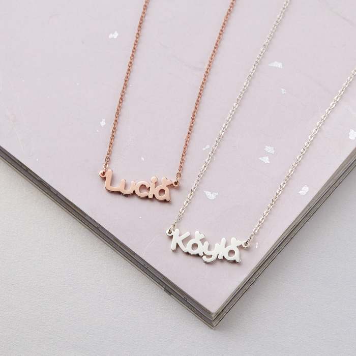 Kid Name Necklace With Heart