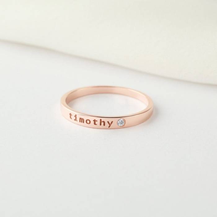 Stackable Name Ring With Birthstone