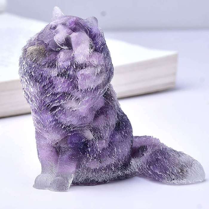 Fluffy Quartz Crystal Cat