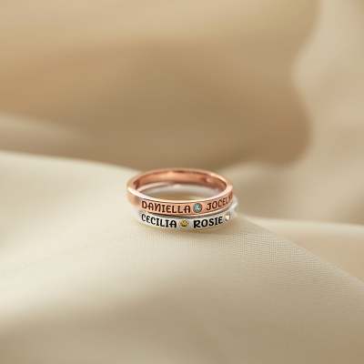 Kids Names Ring With Birthstones