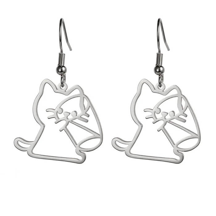 Drinking Cat Earrings