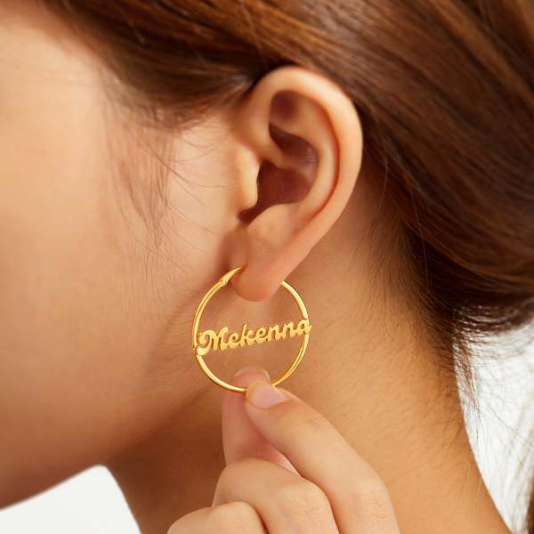 Custom Small Hoop Earrings With Name