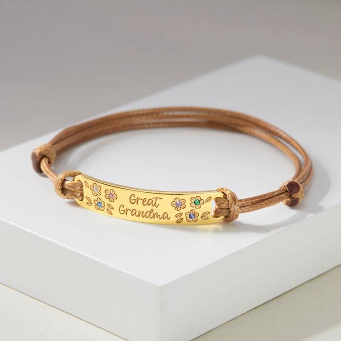 Leather Bracelet With Birthstone