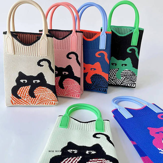 Knitting Cat Knitted Vest Bag