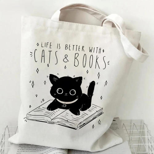 Life Is Better with Cats & Books Tote Bag