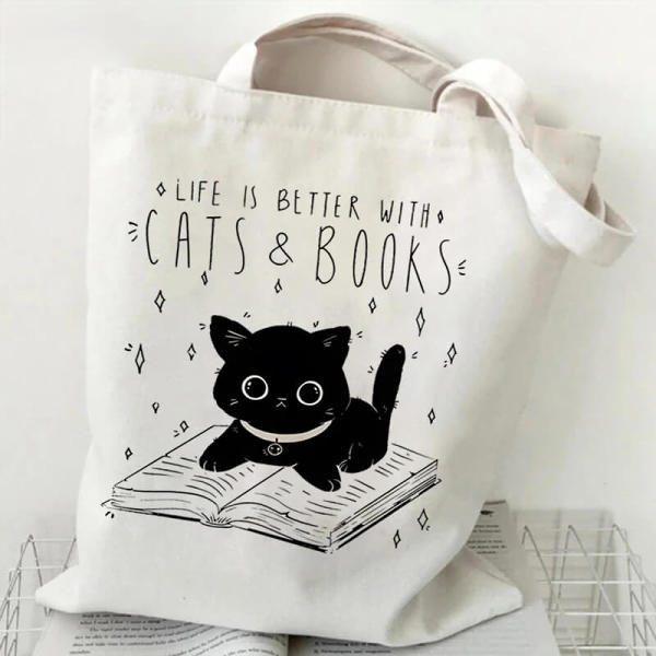 Life Is Better with Cats & Books Tote Bag
