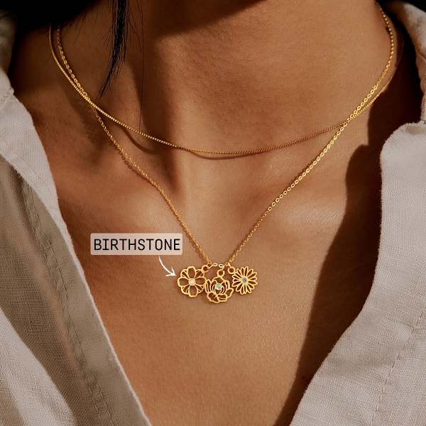 Birth Flower Charm Necklace