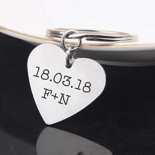 Custom Engraved Heart Keychain