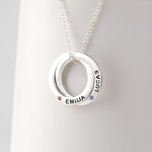 Mother's Necklace With Kids' Names & Birthstones - 2-5 Rings